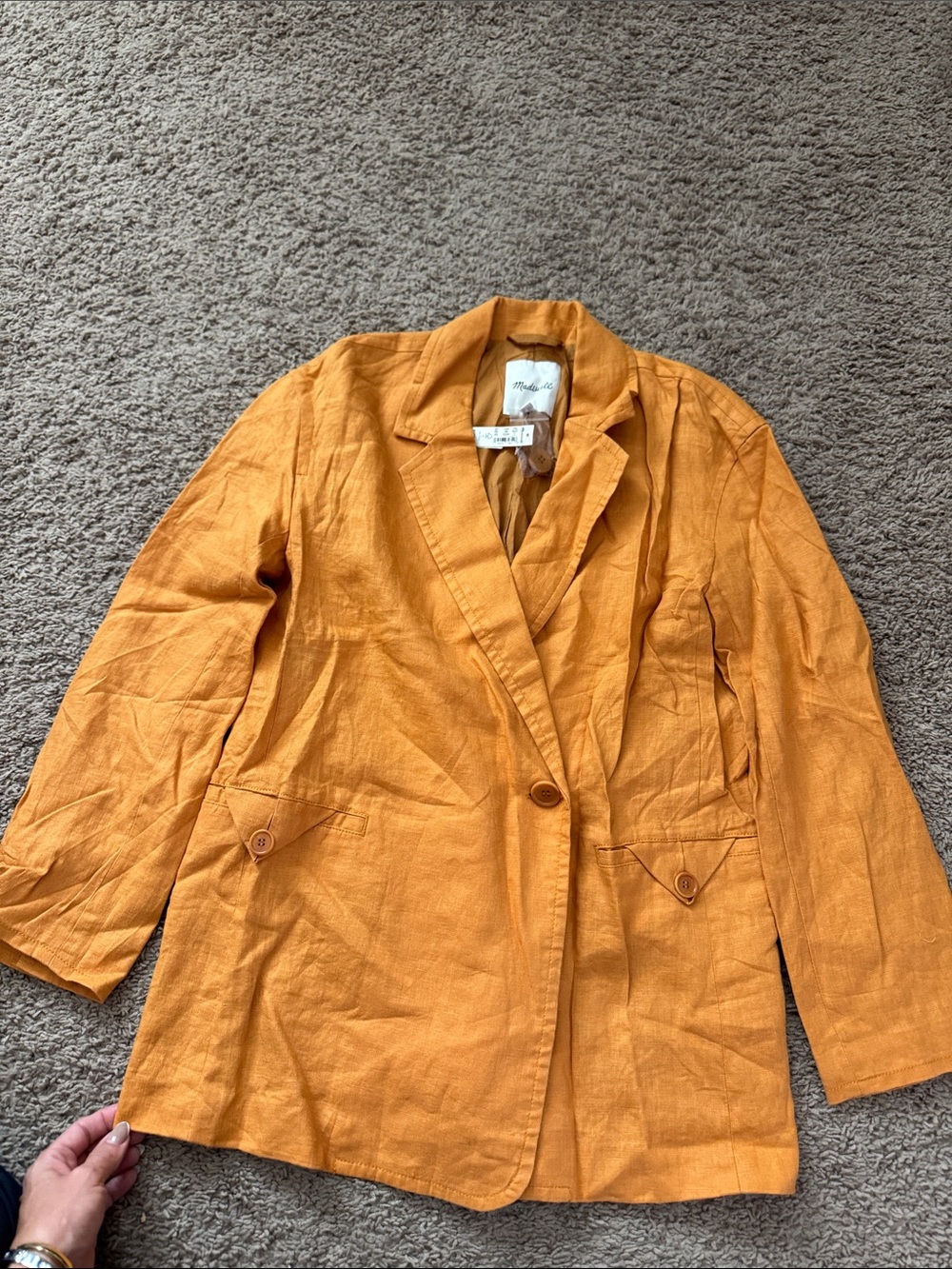 Madewell Double Breasted Crossover Linen Blazer size Small